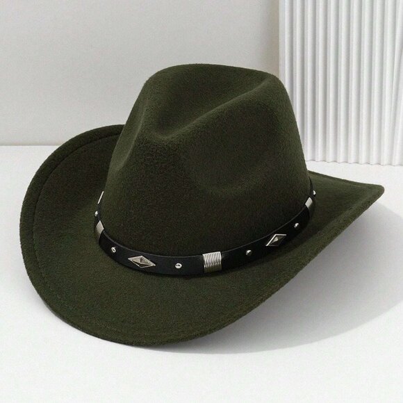 Green Western Cowboy, Cowgirl Hat,‎ Silver Diamond Band – Unisex Rodeo Hat - Picture 1 of 1